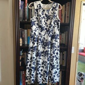 Eliza J fit n flare blue and white patterned dress. Size 12